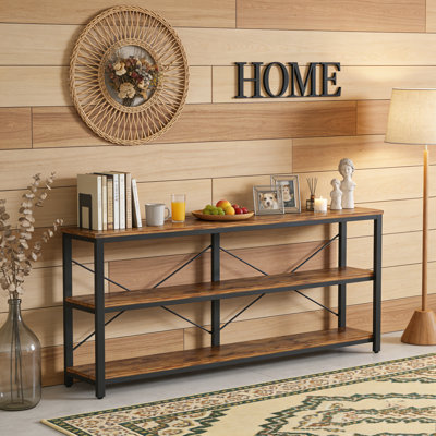 3-Tier Console Table Sofa Table with Metal Frame