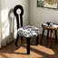 Key - conception de chaises de salle à manger noires de 2 avec revêtement en lin, coussin rond blanc, motif grain de bois, assemblage ergonomique et lisse pour la cuisine de siège rembourrée en velours massif