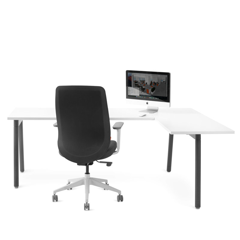 Bureau en coin Series A, LPL, Charbon / Blanc, Orienté à droite, H 29 po x l 56 po x P 79 po