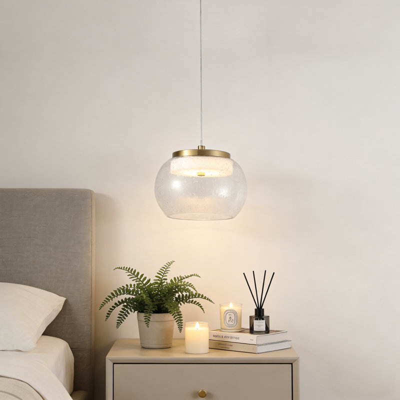  Cleckler 1 - Light Modern Gold Glass Height-Adjustable Kitchen Island Pendant