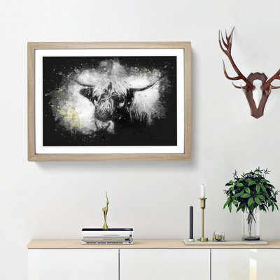 Paint Splattered Highland Cow Framed Print
