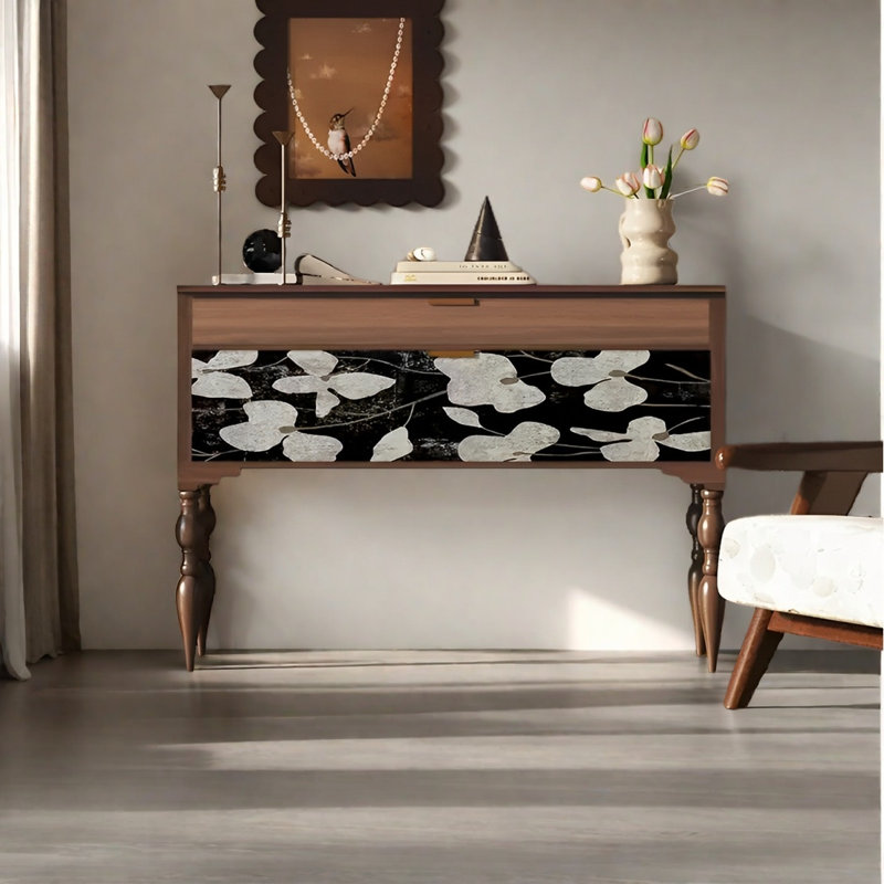 Console rétro avec tiroirs, Brun