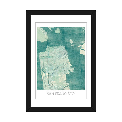 « san francisco rétro blue urban blueprint map », reproduction d’impression sur toile
