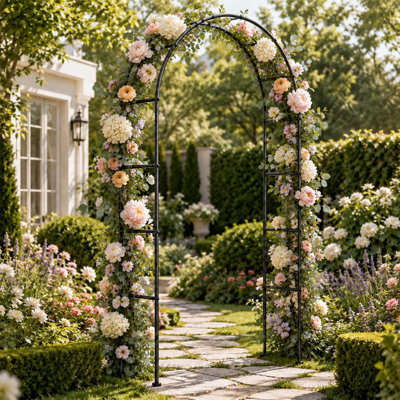 Arche de jardin en métal avec treillis, support décoratif pour plantes grimpantes (rosiers, vignes, événements extérieurs)