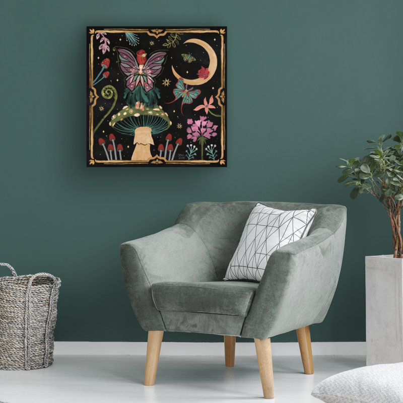 Œuvre sur toile noire «Dina June», H 14 po x l 14 po