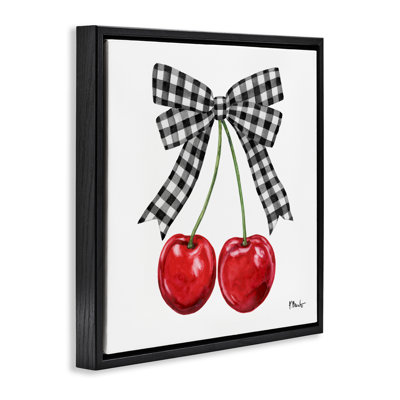Lucky Cherries & Plaid Bow Floating Frame, design by Paul Brent