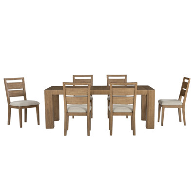 Evelyn Solid Wood 7pc Dining Set, Brown