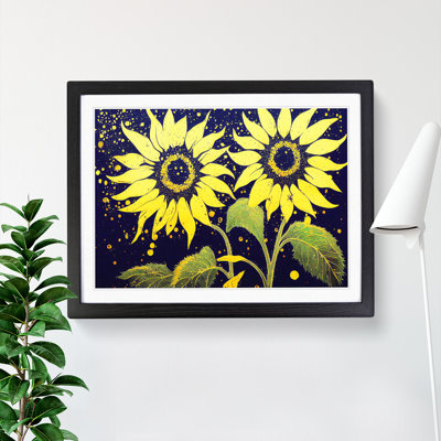 XH1022-8591X Sunflower Splashed Abstract 1 Piece Single Picture Frame Wall Art