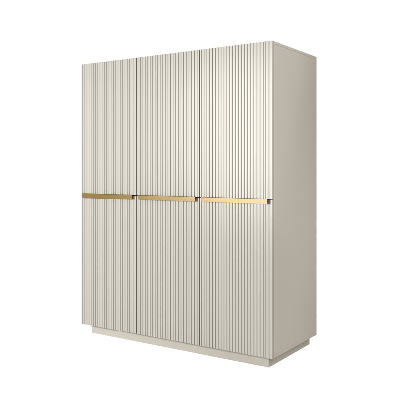 Altje 3 Door Manufactured Wood Wardrobe, Cream/Black