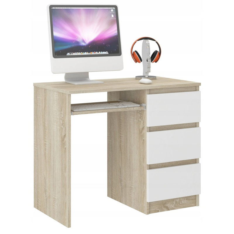 Annalyssia Computer Table, Light Brown/White