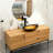 Gold-Veined Tempered Glass Vessel Sink With Black Pop-Up Drain, Boat Shape, Above Counter | Gift Idea