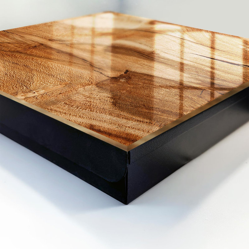 Key storage box, Opens to the right, 30x30x5, White, Organic lines of brown wood texture, 
