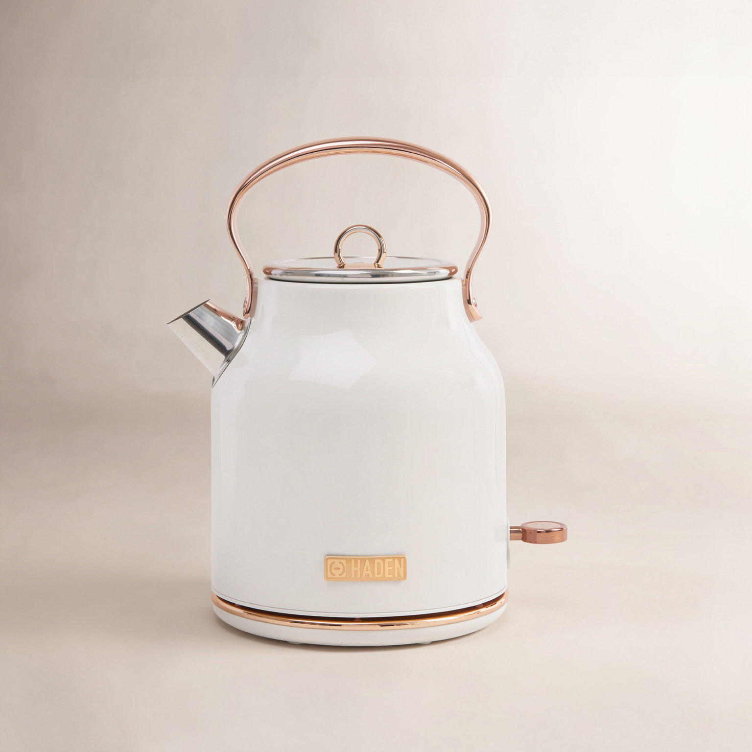 HADEN Heritage 1.7L Stainless Steel Kettle, Ivory/Copper