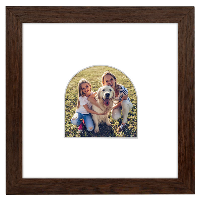 Cadre photo avec tapis en forme d'arche - Idéal pour toute pièce, salon, dortoir, Walnut, 8 po x 8 po