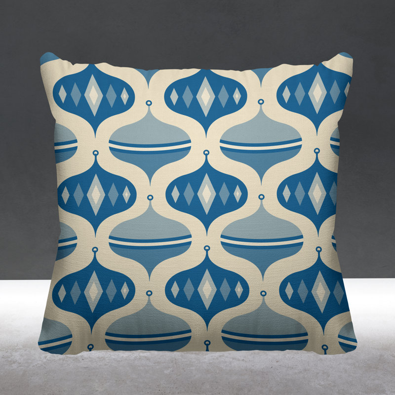 Coussin intérieur / extérieur Noel Christmas Ornament Balls, L 19 po x H 19 po, Bleu céruléen