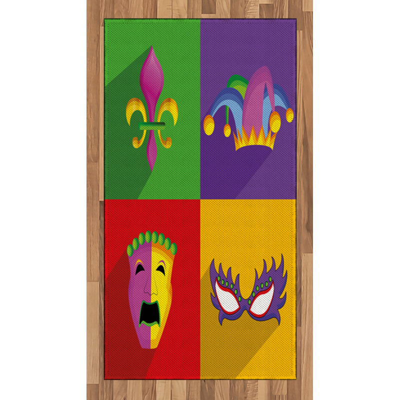 Mardi Gras High Density Long Fiber Poly Threads Decorative Area Rug Carpet, Rectangle 2'7" x 5'