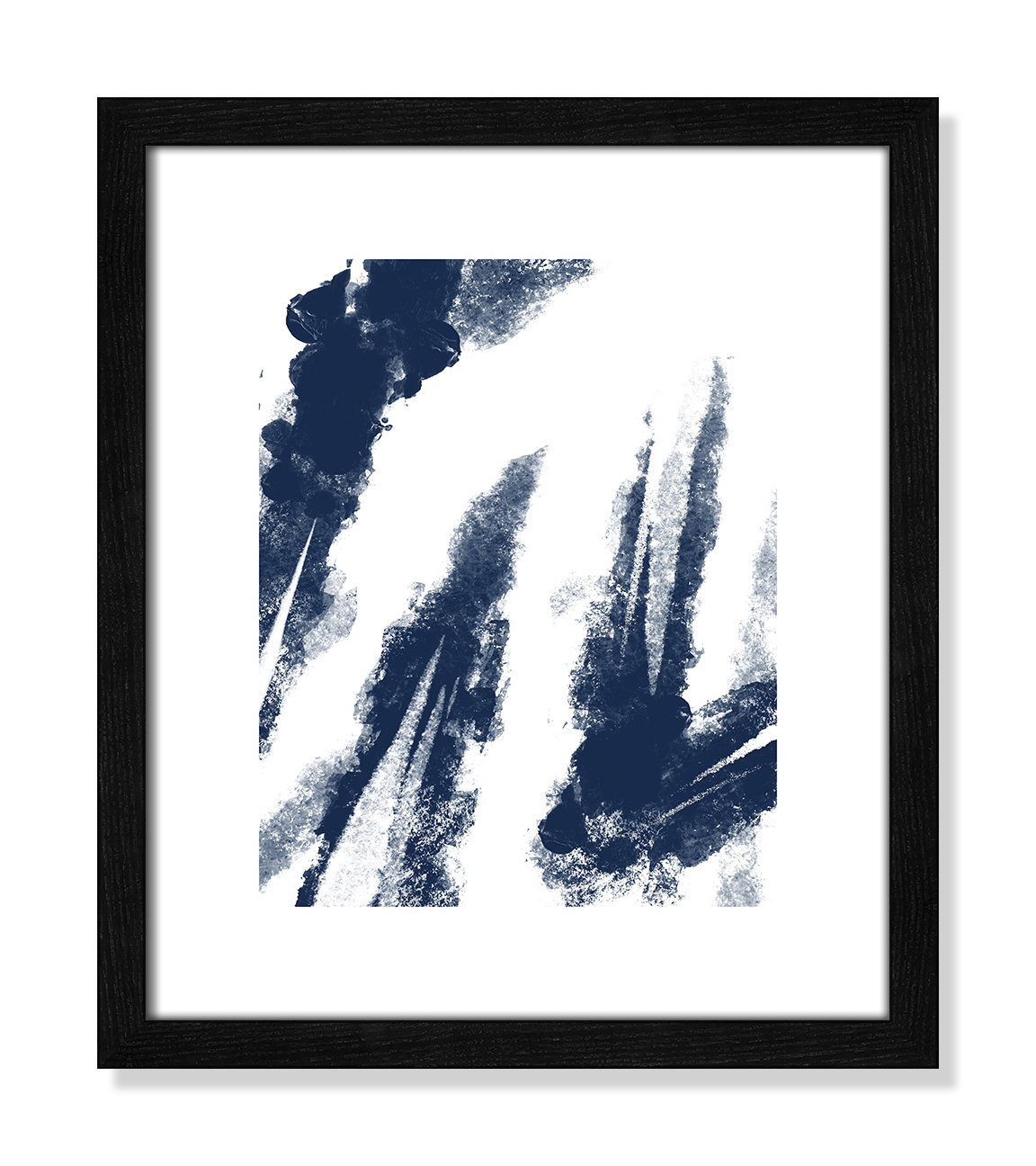 Ferne "Navy Striking Seams 2" Print, 15" H x 13" W x 0.75" D, Black Wood Framed Paper