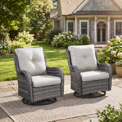 Swivel and sliding wicker patio chairs