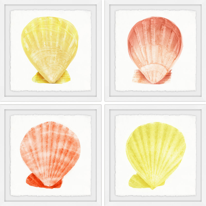 Sea Shells Wonder - ensemble de 4 reproductions de cadres photo, H 32 po x l 32 po x P 1,5 po