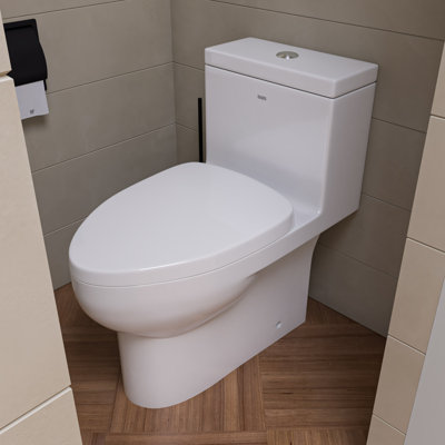 Toilette allongée une pièce à double chasse (siège inclus)