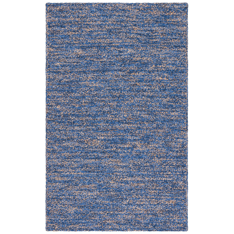 Jarielis Natural Fibre Hand Loomed Wool/Jute Rug in Blue/Natural, Rectangle 8' x 10'