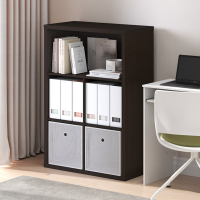Closed Back Decorative Cube Storage Organizer, 5-Cube, Dark Oak