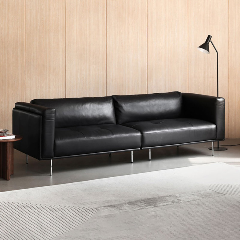 Coussin modulaire en cuir véritable, H 30,31 po x l 110,24 po x P 35,83 po, 4, Noir, noir, noir, noir