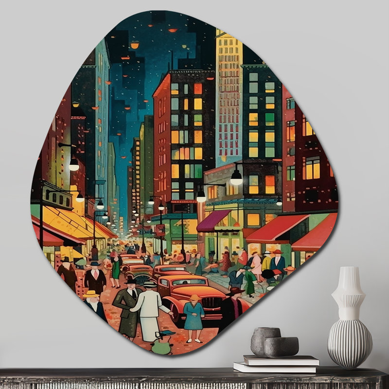 Art mural rétro Art déco City Life I - mode femme en forme de nébuleuse, H 28 po x l 25 po