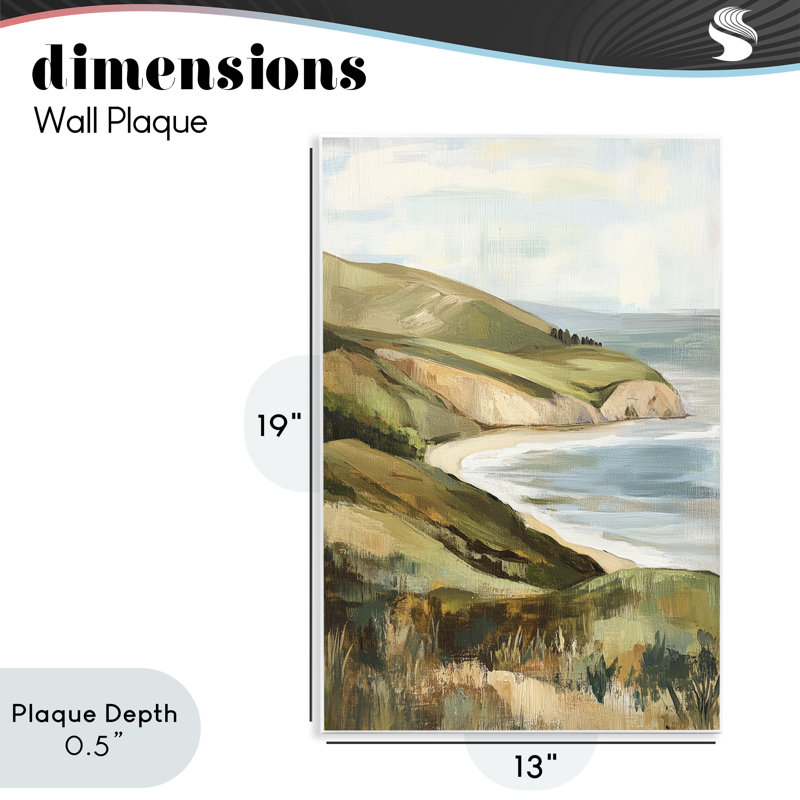 Plaque murale peinte Cliffside By The Sea, design par Petal Prints Design, 19 cm x 13 cm