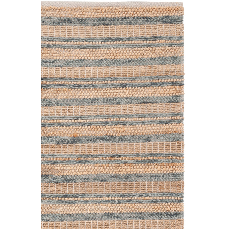 Keyshona Hand Woven Wool/Jute/Cotton Striped Rug in Gray/Brown, Rectangle 8' x 10'