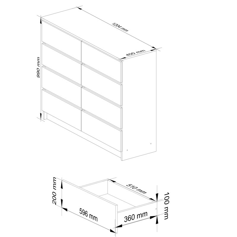 Boniface Particle Board Standard Storage Unit Accent Chest,  99cm H x 120cm W x 40cm D