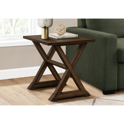 Table d'appoint carrée de salon / chambre à coucher, table de chevet spacieuse en placage brun transitionnel, table de montage facile pour la chambre / chambre à coucher,