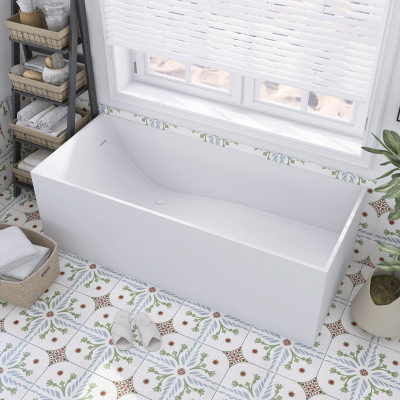 66.9" Solid Surface Soaking Tub - Freestanding Bathtub