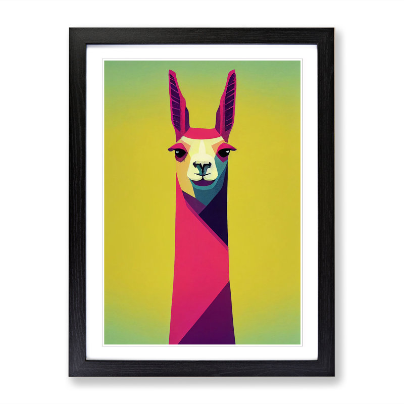 Llama Minimalism Vol.2 - Single Picture Frame Print, 46cm H x 34cm W x 2cm D, Black