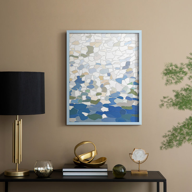 Reproduction encadrée abstraite, prête à accrocher, fabriquée aux États-Unis, Bleu, H 10 po x l 8 po