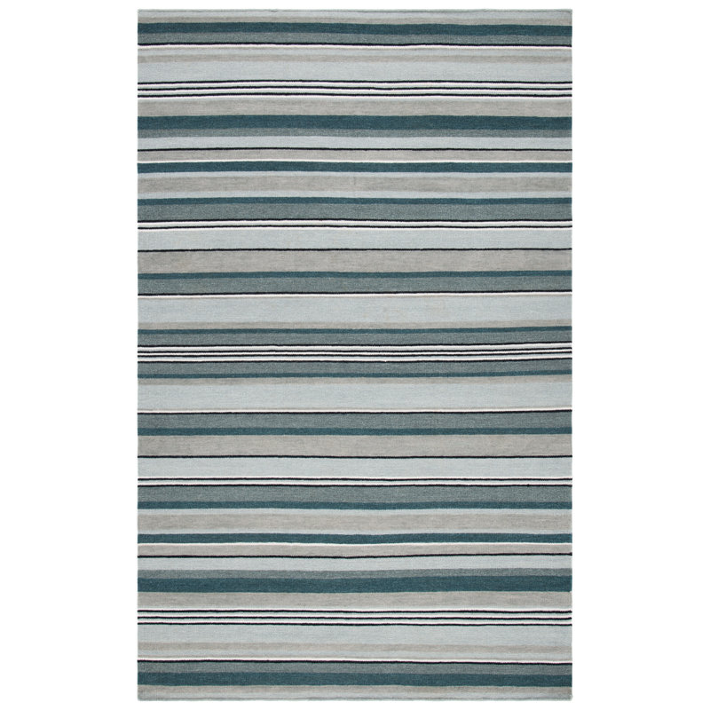 Tapis rayé en laine / coton tissé à la main Bedolla, Rectangulaire 3 pi x 5 pi