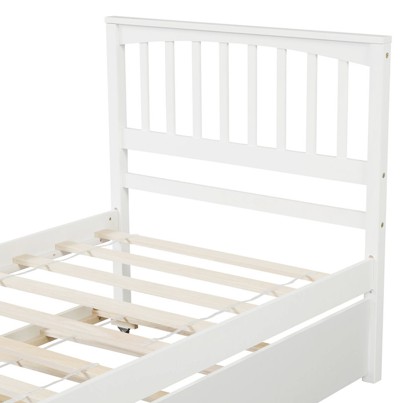 Canapé-lit convertible double 2-en-1, canapé-lit rabattable, Blanc, Bois massif
