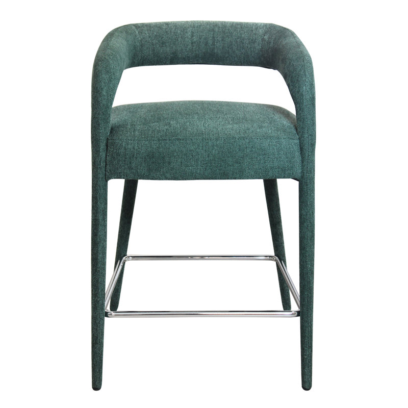 Carolin Comfy Cushioned Metal Counter Chair, Teal
