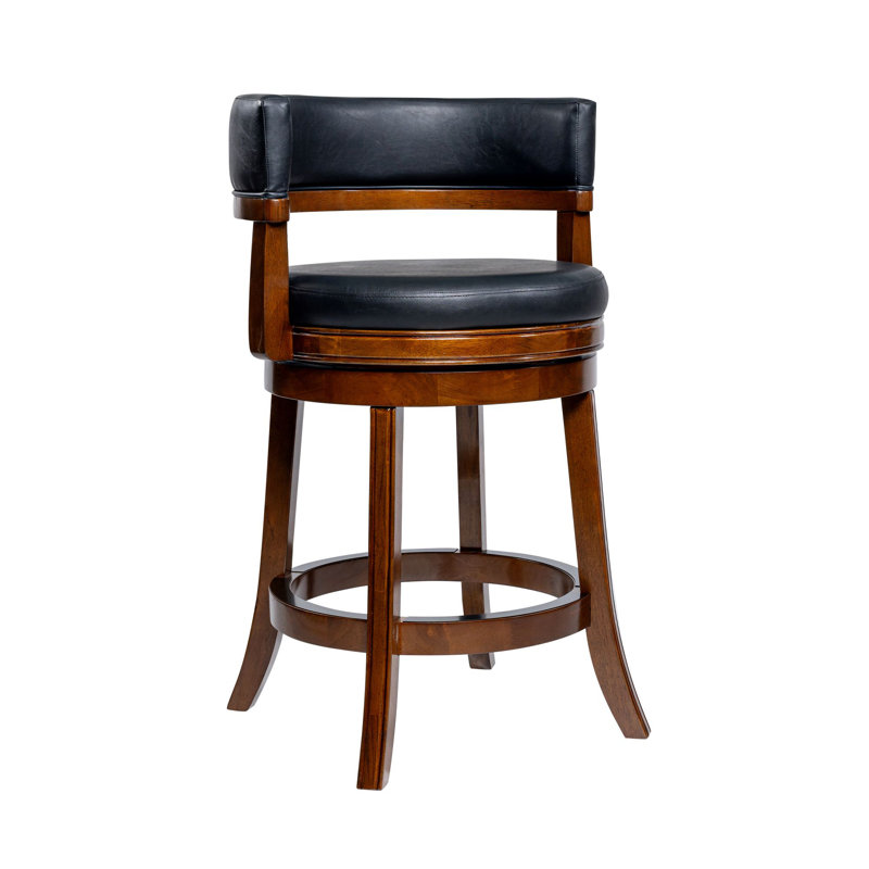 Balen Swivel Stool, Counter Stool (24” Seat Height), Black Seat/Cappuccino Frame