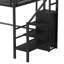 Structure de lit mezzanine en métal avec garde-robe, tablettes de rangement-1695504410
