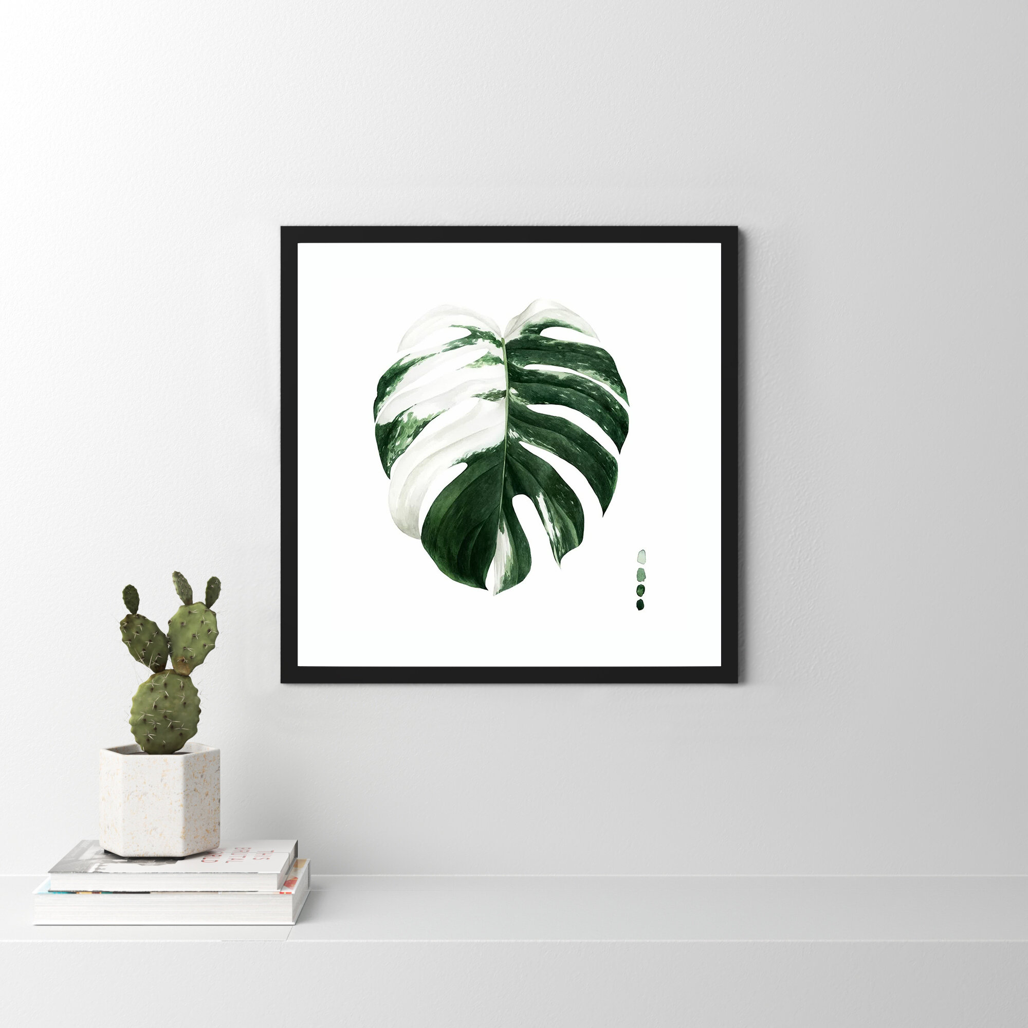 Variegated Monstera II by Grace Popp, Black Framed Paper, 19.38" H x 19.38" W x 0.88" D