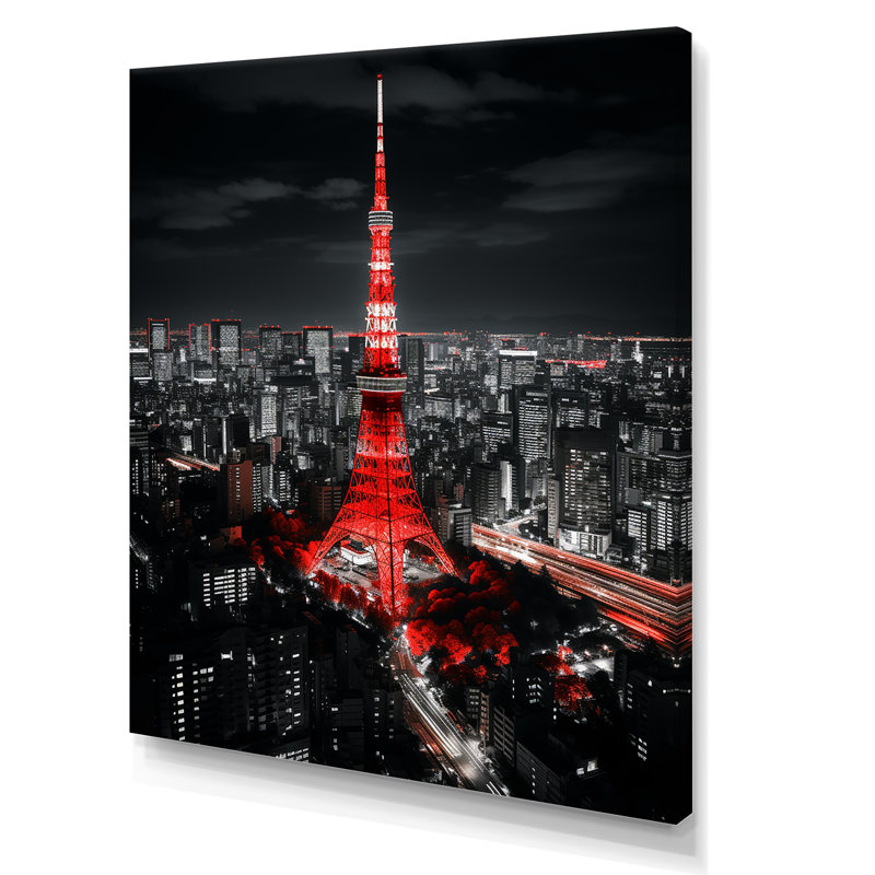Décoration murale magnifique paysage urbain de Tokyo II - paysages urbains, H 32 po x l 24 po x P 1 po, Toile tendue