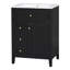 Meuble-lavabo moderne 24 po avec évier en bois d'hévéa Quarryn-1436977386