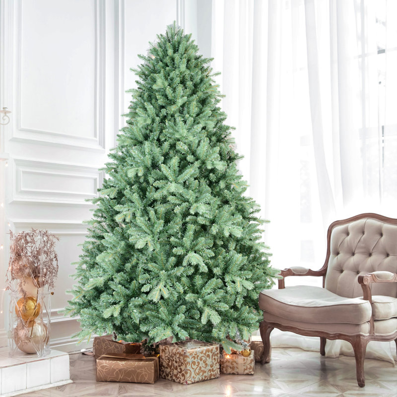 Arbre de Noël teinté bleu-vert avec pointes Pe + Pvc - Arbre unique avec des branches articulées, assemblage facile, support en métal stable, décoration des Fêtes accrocheuse