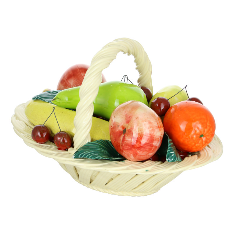 Crain Authentic Capodimonte Small Fruit Basket Sculpture