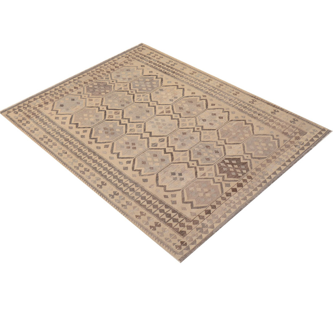 Handgefertigter Kelim-Teppich Chidsey in Beige