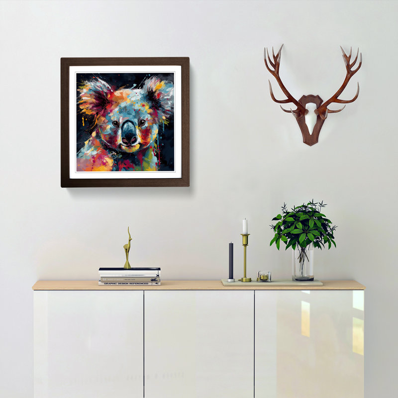 Koala Bear Abstract Art - Framed Print, Walnut