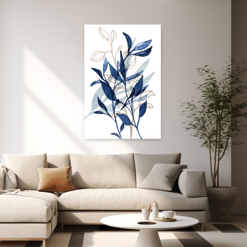 Botanical Blues I, paysage contemporain abstrait, art naturel, H 60 po x l 40 po