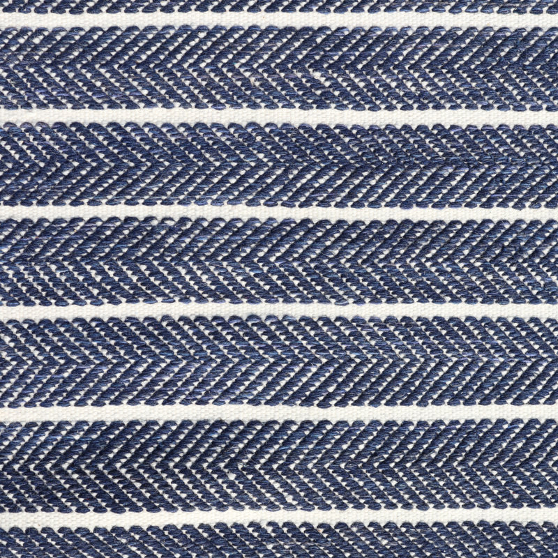 Coastal Directional Striped Flatweave Blue/White Wool Area Rug By Tufty Home, Rectangle 2' x 3'