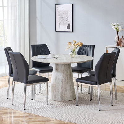 Ensemble de table de salle à manger 7 pièces, ensemble de table à manger en bois 45 po pour 6